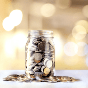 jar filled with coins