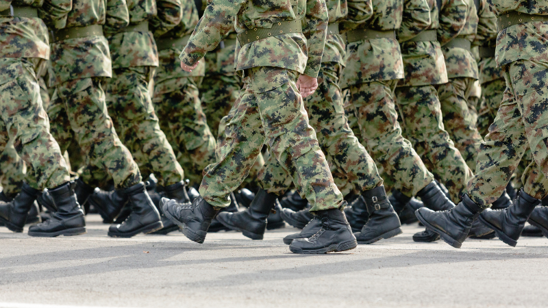 Soldiers marching